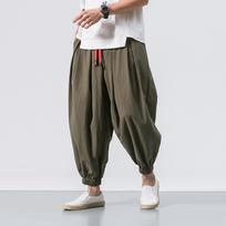 Vyriškos vasaros stiliaus Harren's Baggy plačios kelnės Madingos patogios kelnės M armijos žalia spalva