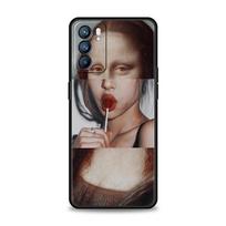 Mona Lisa Van gogh Oil Art Phone Case For Oppo A54 A53 A52 A9 2020 A15 A95 A16 A76 A74 A12 Find X5 SE Reno6 Pro Plus 5G Cover Reno7 Pro 5G gray