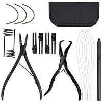 Hair Threader Loop Tool Hair Extension Pliers Kit Micro Ring Application Pliers Micro Beads Closer Opener Plier