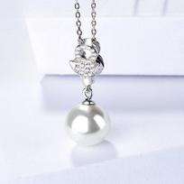 S925 Sterling Silver Leopard Head Pearl Shell Pearl Pendant Diamond-Embedded Personality Fashion Sterling Silver Jewelry Hanging 925