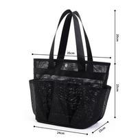Large Mesh Tote Cosmetic Bag Women Travel Toiletries Storage Pouch Transparent Cosmetic Organizer Wash Toiletry Beauty Container juoda