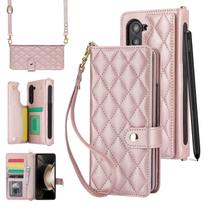 Luxury Card Slot Phone Holder Leather Wallet Strap Cover Crossbody Cases Etui for Samsung Galaxy Z Fold 5 6 Fold 4 Z Fold 3 Case For Galaxy Z Fold 4 juoda