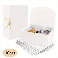 10pcs, Large White All-In-One Gift Box, Gift Packaging Box with Ribbon, Gift Storage Box, Holiday Supplies, Birthday Party Supplies, Party Supplies 10pcs gray