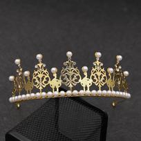Korean bridal jewelry children's crown highlight pearl baked birthday crown decoration ornaments light style headdress