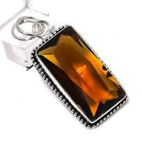 Honey Topaz Gemstone Handmade 925 Sterling Silver Jewelry Pendant 2.01  o8F14