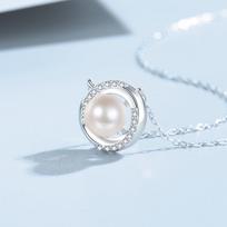 S999 Pure Silver Pearl Necklace Light Luxury Fashion All-Match Pendant Cold Style Sterling Silver Clavicle Chain Micro Inlaid Zircon Necklace 999