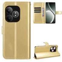 Odinis atverčiamas dėklas, skirtas Realme GT 6 6T Neo 3 3T 2T GT 2 Pro Note 50 Apsauginis piniginės kortelės lizdo stovas, atsparus smūgiams laikiklis verslo pilnai apsaugai For Realme GT 6 auksas