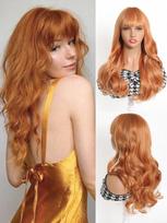 Synthetic Heat-resistant Halloween Orange Bangs Wig 20 inch Long Wavy Curly Hair For Women (Daily , Daily Party ,Cosplay) Use 20inch