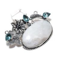 Natural Moonstone, Topaz Gemstone 925 Sterling Silver Jewelry Pendant 1.89  B2h27