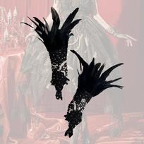 2Pcs Gothic Gloves Breathable Lace Fingerless for Rave Halloween Party