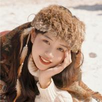 Upgraded version! Thickened warm real rabbit fur plush headband women's winter cold-proof empty top hat Wide baotou hat Elastic beige