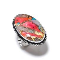 Natural Spiny Oyster Gemstone Handmade 925 Sterling Silver Ring Size 9 Q1m20