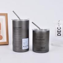 1vnt Vakuuminis nerūdijančio plieno virdulys ledo ežio kavos puodelis Kavos puodelis su šiaudiniu dvisluoksniu puodeliu 350ml