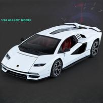 1/24 Lamborghini Countach LPI800-4 Alloy Sports Car Model Diecast Toy Vehicles Simulation Sound and Light Collection Decoration Gift for Boy balta
