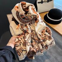 Naujas retro mados imitacijos kašmyro šalikas moterims žiemą, pastorintas ir šiltas kaklas, dvigubos paskirties skara išorėje 65*185cm brown
