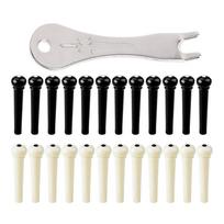 25 Pcs Acoustic Guitar Bridge Pins Pegs with Bridge Pin Puller Replacement Bridge Pin Puller Remover Guitar Parts black