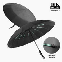 Double Bones Large Automatic Umbrella Men Womens Windproof Compact Folding Business Luxury Sun Rain Umbrella juoda