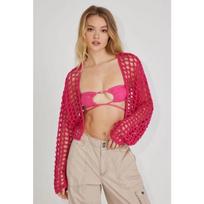 Spice Girls Neckless Top Hollow Out Fashion Sexy Knitted Cardigan 3XL juoda