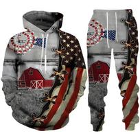Vyriškas Hoodie su gyvūno erelio 3D spaudiniu, Vyriški sportinio kostiumo komplektai, Laisvalaikio Hoodie kelnės, 2 dalių komplektai, Oversized megztinis, Vyriškas kostiumas 3XL gray