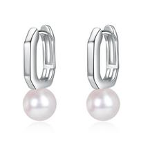 ABS Imitation Pearl Square Ear Buckle Earrings, French Retro High-end Niche Design Fashionable and Versatile