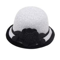 Women Retro Beanie 3D Flower Decor Dome Contrast Color Short Brim Cold Weather pilka