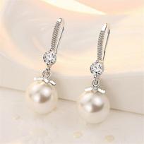 Elegant Round Imitation Pearl Dangle Earrings Dazzling Women Engagement Wedding Graceful Accessories Fashion Earrings