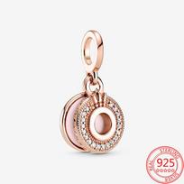 Real 925 Sterling Silver Sparkling Pav éRose Crown  O  Charm Pendant Fit Brand Bracelets and Necklaces Jewelry Accessories
