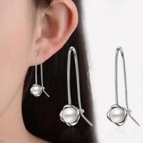 Fashion Temperament Pearl Inlaid Ear Hook 925 Sterling Silver Jewelry Female Hypoallergenic Flower Gift Dangle Earrings E261