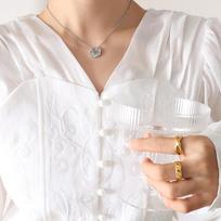 Hong Kong Trend Niche Design Sense Versatile Warm Rose Zircon White Sea Shell Inlaid Necklace Gold-Plated Accessories
