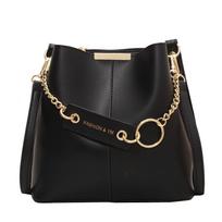 Popular fashion messenger bag women's Korean version of high-end bucket bag new fashion texture solid color shoulder bag smėlis