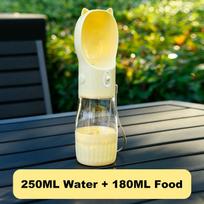2 In 1 Portable Dog Water Bottle Dispenser For Small Dogs Cats Outdoor Walking Travel Hiking Drinking Bowls Chihuahua Supplies pilka spalva