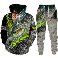 Spring Autumn Men's Viking Fishing Series 3D Printed Hoodie Fashion Casual Streetwear Sweatshirts Sweatpants 2 Piece Set S