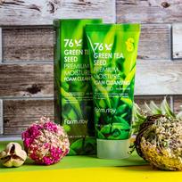 FARMSTAY GREEN TEA SEED PREMIUM MOISTURE FOAM CLEANSING, Moisturizing,Korean Cosmetics, Kbeauty, sample