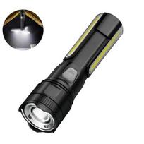 4000MAH Galingas prožektorius LED žibintuvėlis su COB šoniniu apšvietimu, C tipo įkrovimo žibintas, taktinis žibintuvėlis žvejybai, kempingui 2000MAH