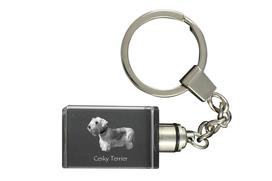 Cesky Terrier, Czech Terrier, Bohemian Terrier - Crystal key ring with dog photo, illuminated key ring, unique gift by Art-Dog brand skaidri