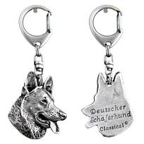 Vokiečių aviganis, Elzaso vilko šuo - Sidabruotas raktų pakabukas su šunimi dovanų dėžutėje, rankinės puošmena, prekės ženklo Art-Dog kuprinės pakabukas sidabras
