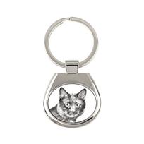 Kurilian bobtail - keychain with a cat, keychain with a print, personalized pendant from the Art-Dog brand sidabras