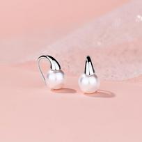 French U-shaped Imitation Pearl Stud Earrings Women's Retro Light Luxury Temperament Geometric Lines Metal Ear Hook Earrings