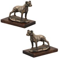 Amerikiečių Stafordšyro terjeras, Amstaff II - šuns figūrėlė, šuns silueto figūrėlė, trofėjus Art-Dog šunų parodoje ruda