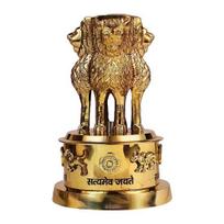 15.24 cm Royal Craft Huge Brass National Flag Embalmed Table Ashok Pillar