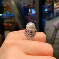 Įsigykite į paprastą Ao Fritillary Pearl atvirą žiedą Moteriški spalvingi lobiai retro žiedo papuošalai