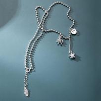 925 Sterling Silver Bear Star Zircon Pendant Thai Silver Necklace With Long Chain Tassel Necklace for Women Jewelry Gifts S-N648 40cm add 5.5cm