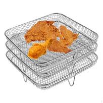 Trijų sluoksnių oro keptuvės stovas, BBQ dalis, daugkartinio naudojimo, orkaitės grotelių padėklas, kepimo krepšelio keptuvė orange