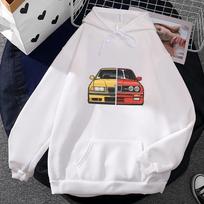 Car Graphic Hoodie Autumn Winter Fleece Casual Pullovers Printing Men Women Long Sleeve Sweatshirt Loose Comfortable Clothes XS balta