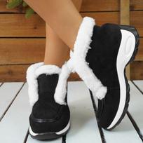 Women's Chunky Platform Snow Boots Winter Faux Fur Lined Anti-Slip Ankle Boot for Women Comfortable Fleece Lining Short Booties Warm High-Top Shoes 36 juoda