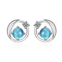 New Design Dream Blue Crystal Universe Planet Stud Earring Glittering Star Zircon Earring For Women Gifts S -E1001
