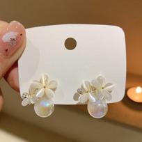 Beautiful Opal Flower Bubble Pearl Earrings For Women Korean Style  New Temperament Brincos Wholesale