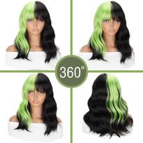 MISS WIG Synthetic Wig With Bangs Short Wavy Wigs For Colorrful Curly Shoulder Length Bob Wig Fiber Wigs For Women Daily Party Use 30cm