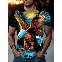 Eagle 3D Graphic Print Novelty Tee - Vibrant Summer Fashion T-Shirt for Men - Trendy, Stylish, Comfortable, Short Sleeve, Crew Neck, Casual S