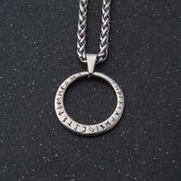 Stainless Steel Pendant with 60cm Chain, Vintage Norse Mythology Men's Amulet Jewelry Necklace